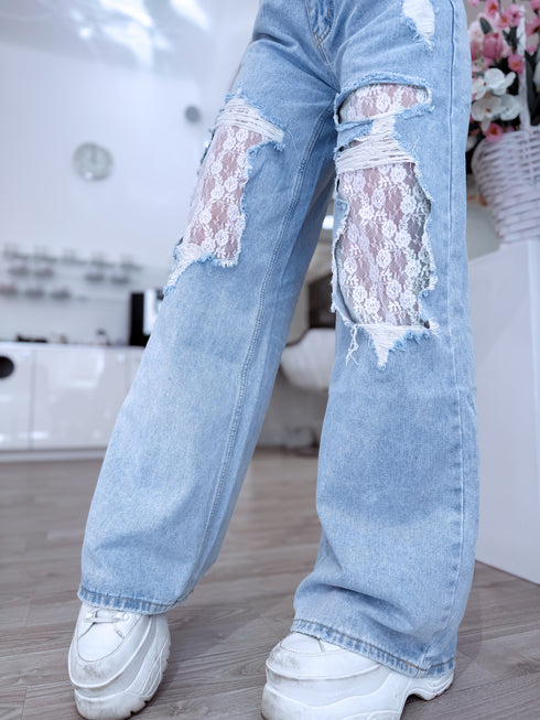 Джинсы "LACE P10027" - СИНИЕ
